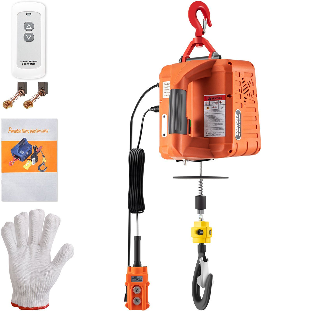 3-in-1 Electric Hoist Winch, 1100lbs Portable Electric Winch, 110V Power Winch Crane, 25ft Lifting Height, with Wire, Wireless, Manual Remote Control, Overload Protection for Lifting Towing