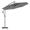 10 Feet Offset Hanging Umbrella with Base and Infinite Tilt-Gray - Color: Gray