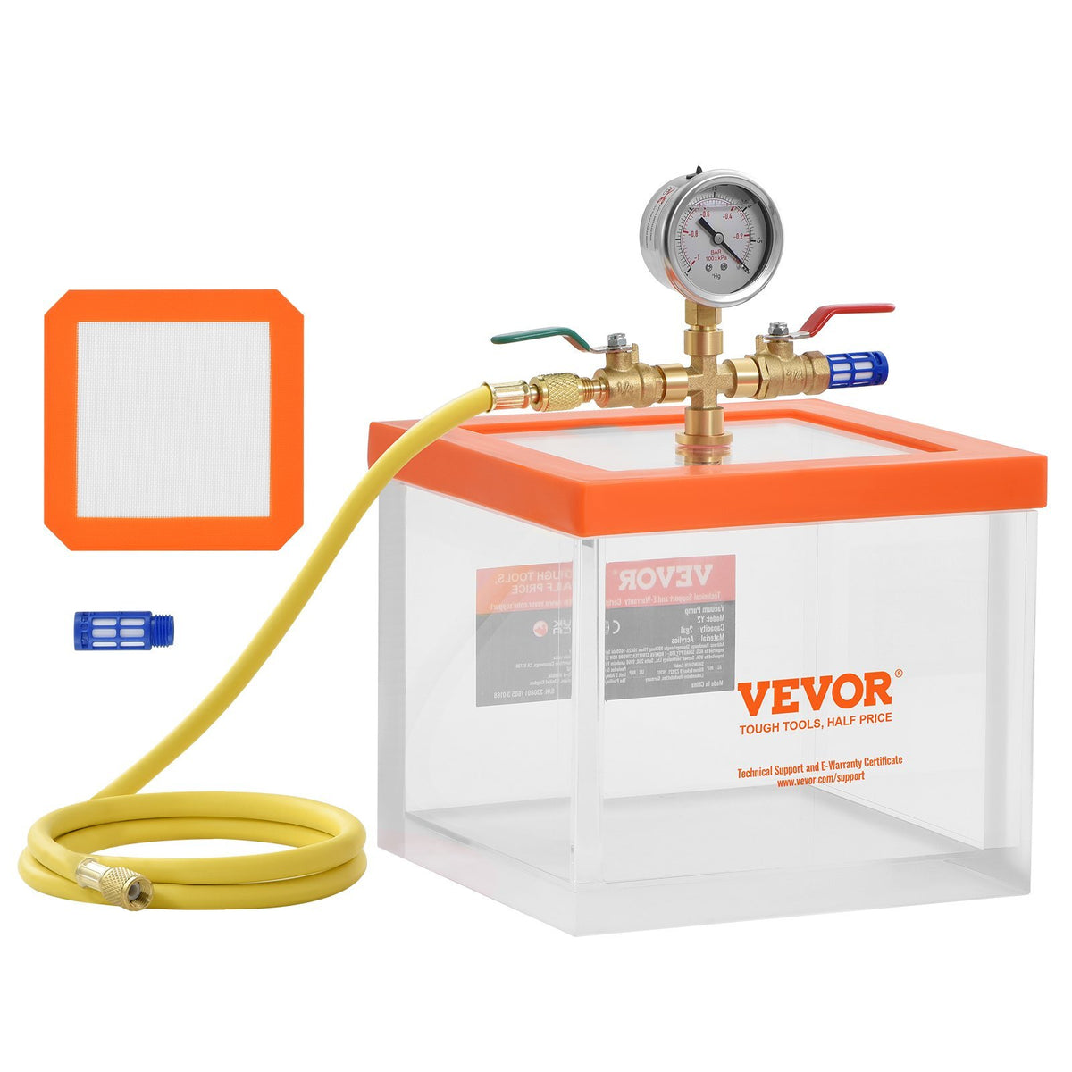 2 Gallon Vacuum Chamber, Upgraded Multipurpose Acrylic Vacuum Degassing Chamber, Transparent Vacuum Chamber, for Resin Degassing, Silica Gel Degassing, Gypsum Degassing and Vacuum Extraction